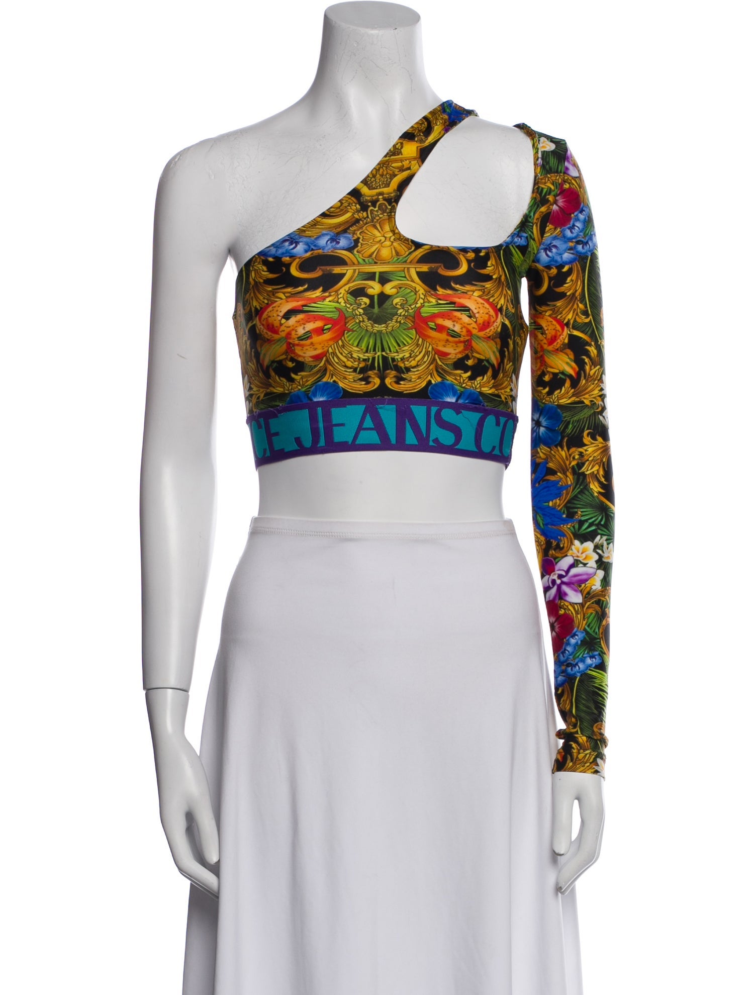Versace Jeans Couture Nylon Printed Crop Top