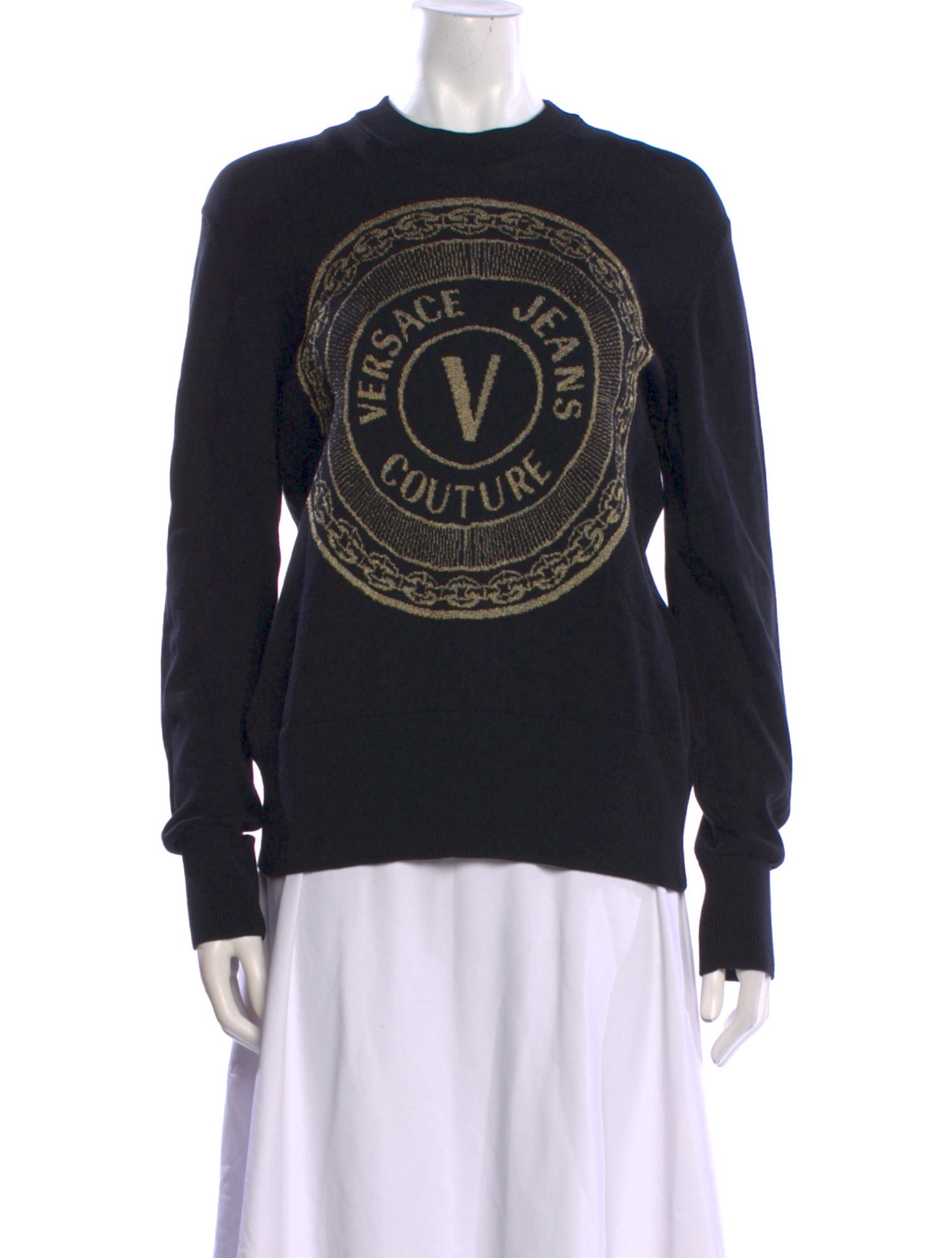 Versace Jeans Couture Graphic Print Crew Neck Sweater