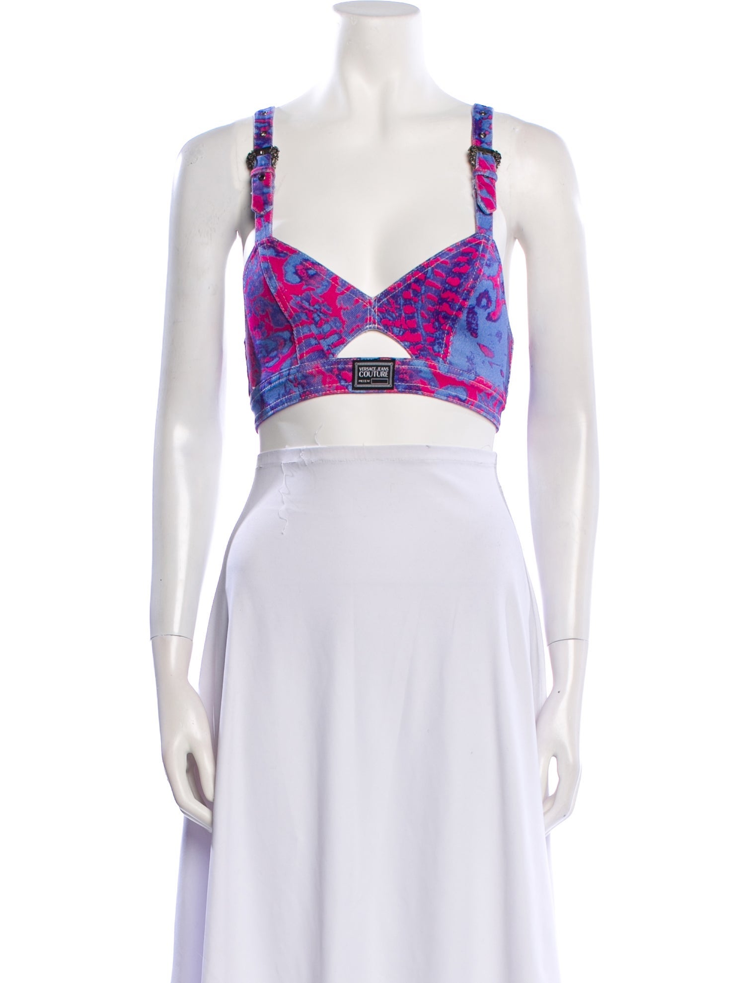 Versace Jeans Couture Printed V-Neck Crop Top