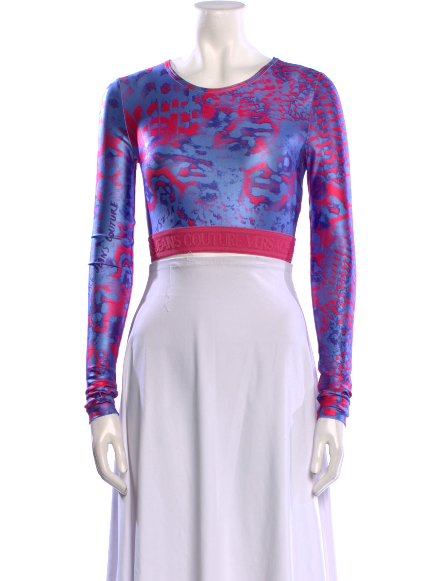 Versace Jeans Couture Printed Scoop Neck Crop Top