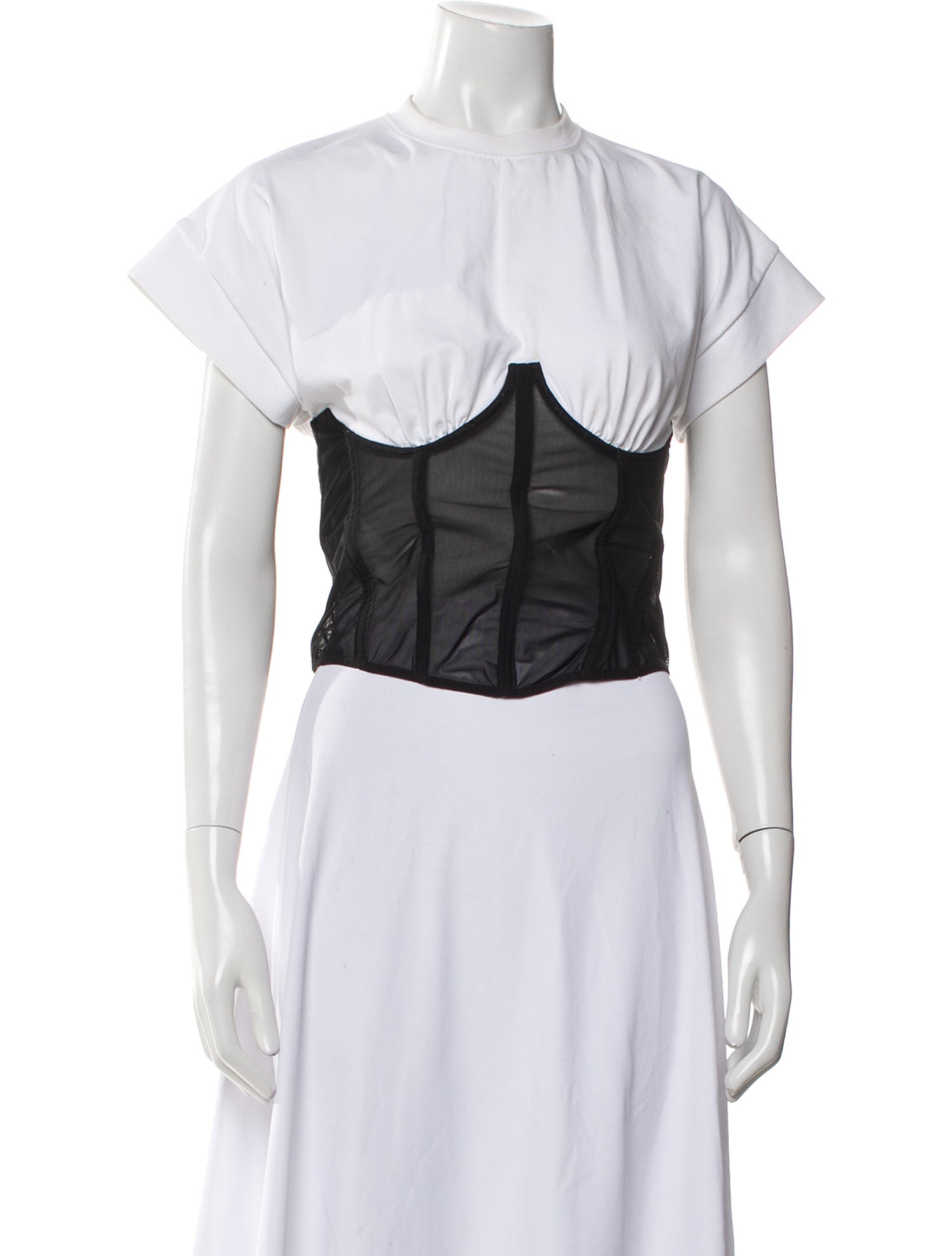 Versace Jeans Couture Mock Neck Short Sleeve Crop Top