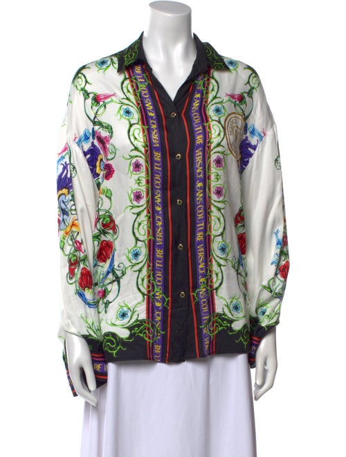 Versace Jeans Couture Printed Long Sleeve Button-Up Top