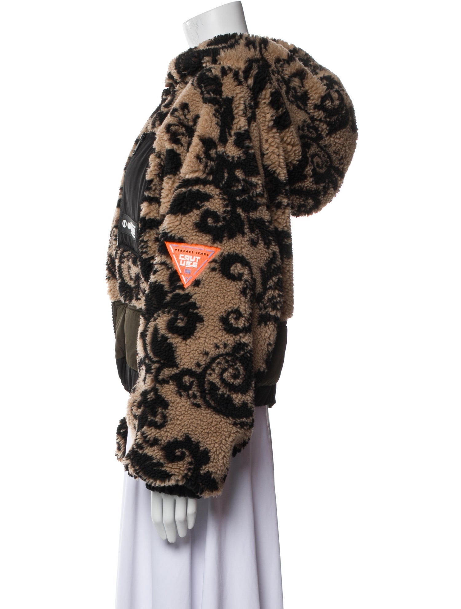 Versace Jeans Couture Floral Print Faux Fur Jacket