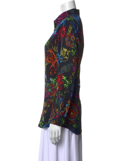 Versace Jeans Couture Printed Long Sleeve Button-Up Top