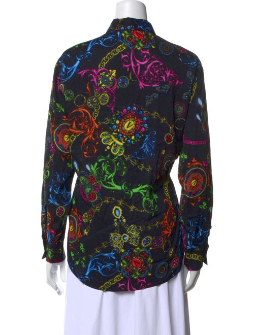 Versace Jeans Couture Printed Long Sleeve Button-Up Top