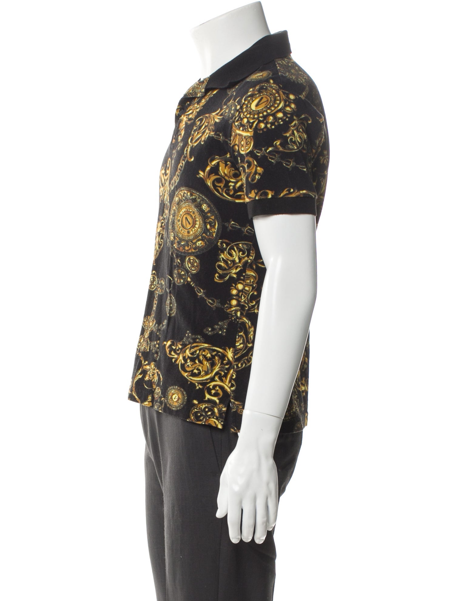 Versace Jeans Couture Printed Collar Polo Shirt