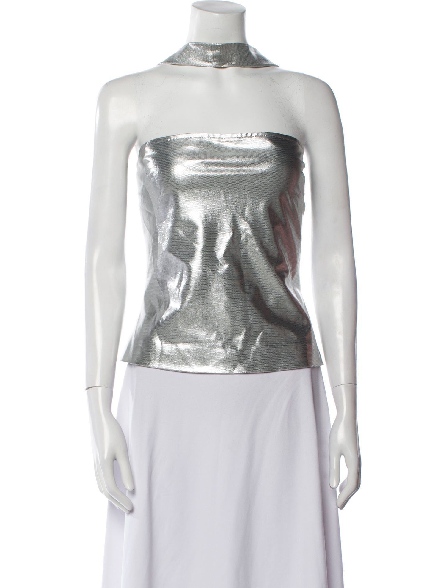 Versace Jeans Couture Silk Strapless Crop Top