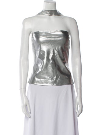 Versace Jeans Couture Silk Strapless Crop Top