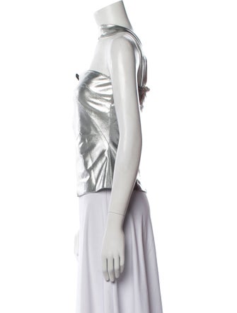 Versace Jeans Couture Silk Strapless Crop Top
