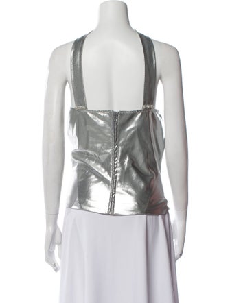 Versace Jeans Couture Silk Strapless Crop Top