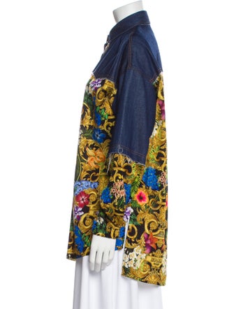 Versace Jeans Couture Graphic Print Long Sleeve Button-Up Top