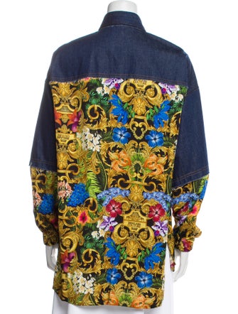 Versace Jeans Couture Graphic Print Long Sleeve Button-Up Top