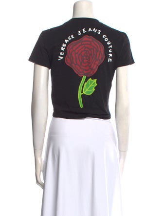 Versace Jeans Couture Graphic Print Crew Neck Crop Top