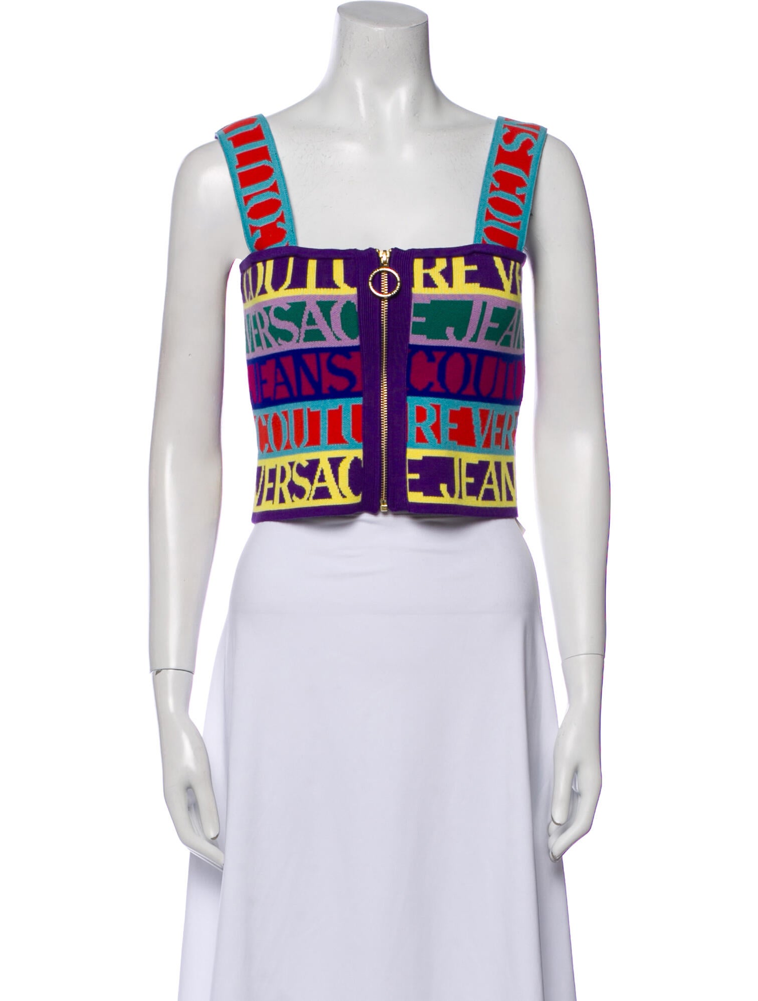 Versace Jeans Couture Printed Square Neckline Crop Top