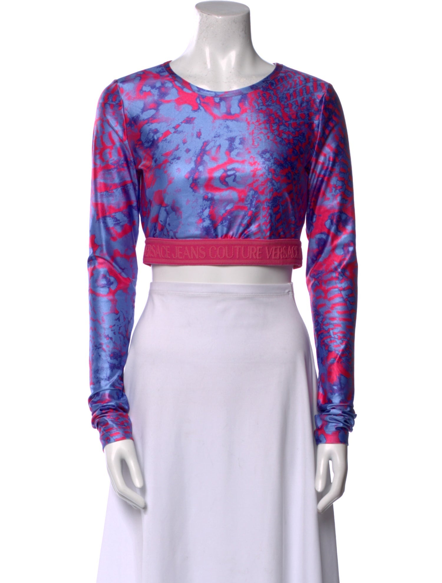 Versace Jeans Couture Printed Crew Neck Crop Top