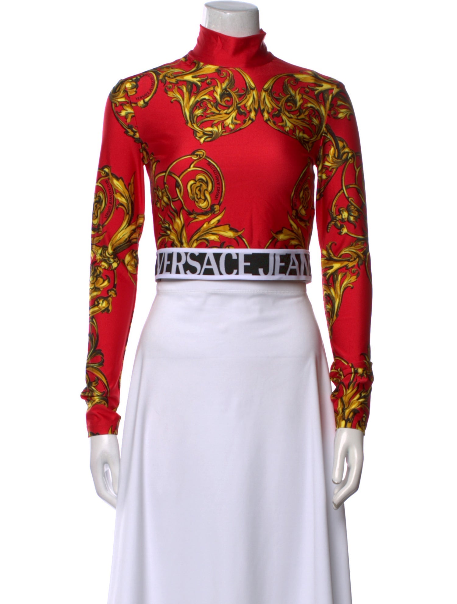 Versace Jeans Couture Printed Turtleneck Crop Top