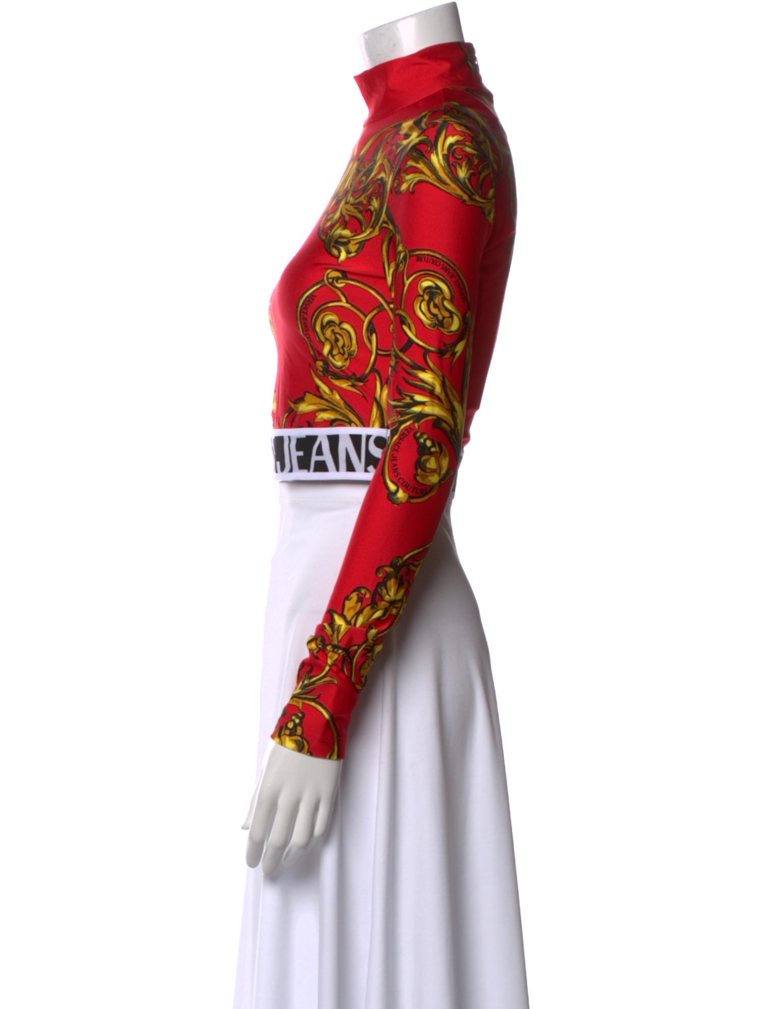 Versace Jeans Couture Printed Turtleneck Crop Top