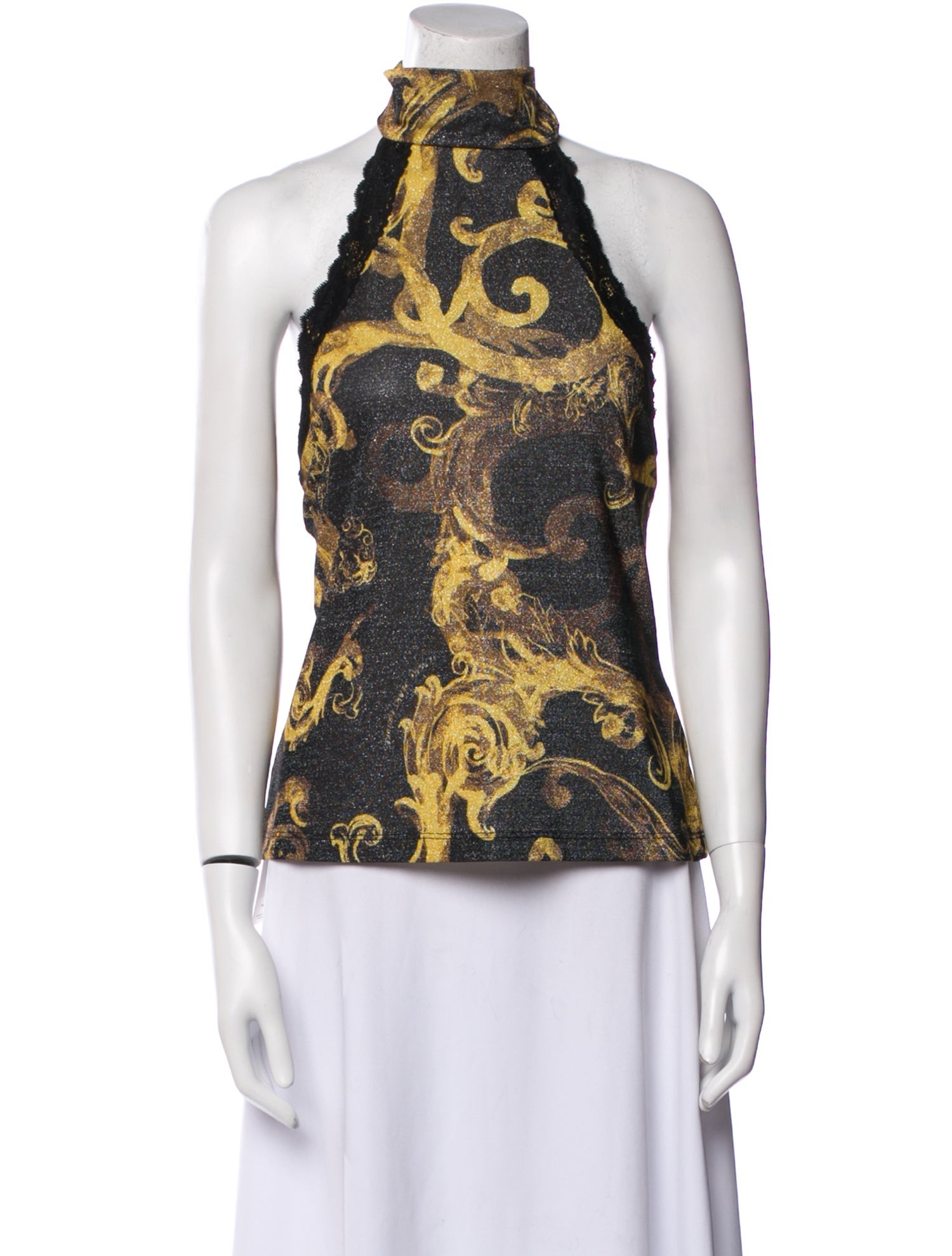 Versace Jeans Couture Paisley Print Mock Neck Polo