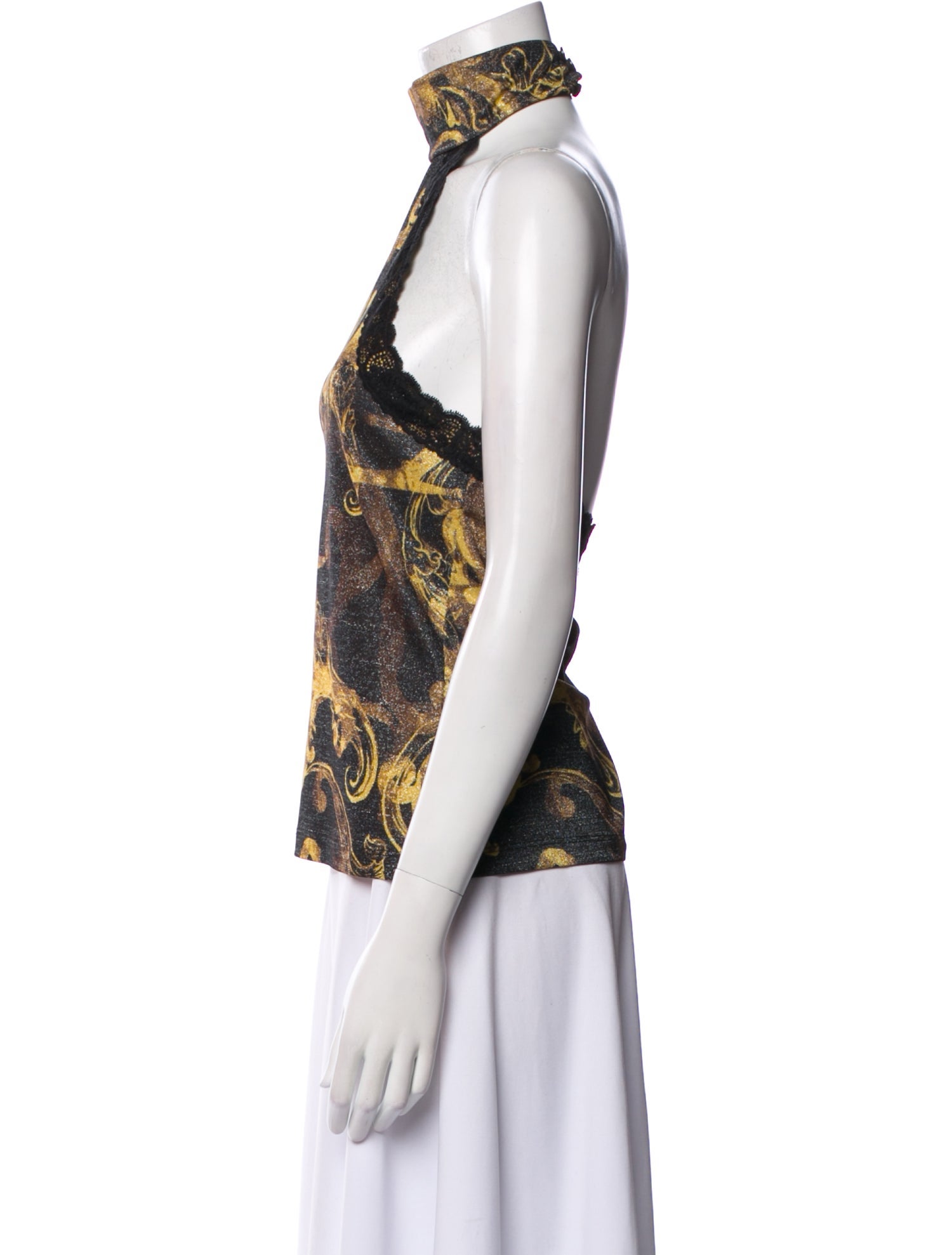 Versace Jeans Couture Paisley Print Mock Neck Polo