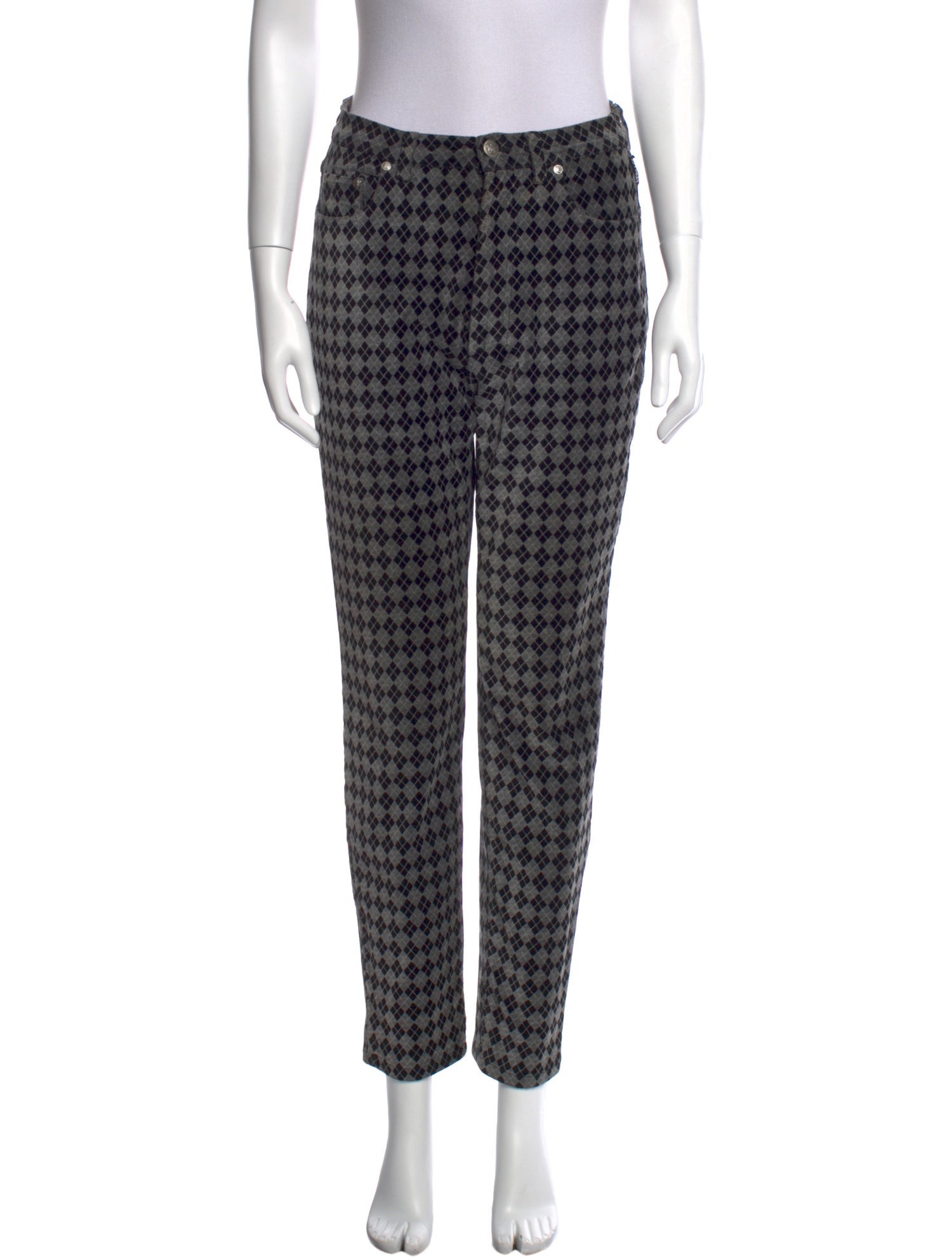 Versace Jeans Couture Plaid Print Skinny Leg Pants