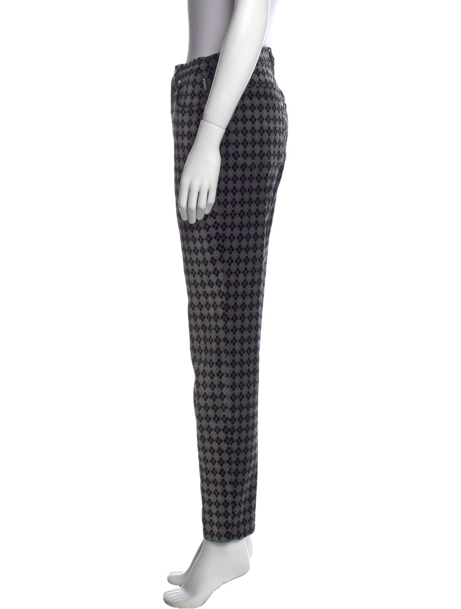 Versace Jeans Couture Plaid Print Skinny Leg Pants
