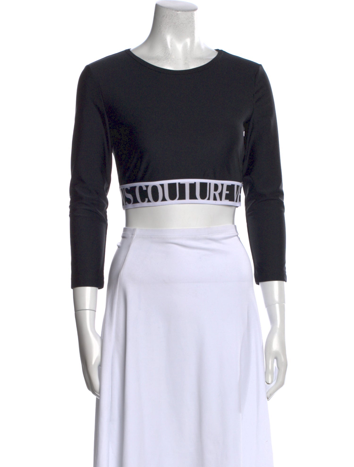 Versace Jeans Couture Nylon Crew Neck Crop Top