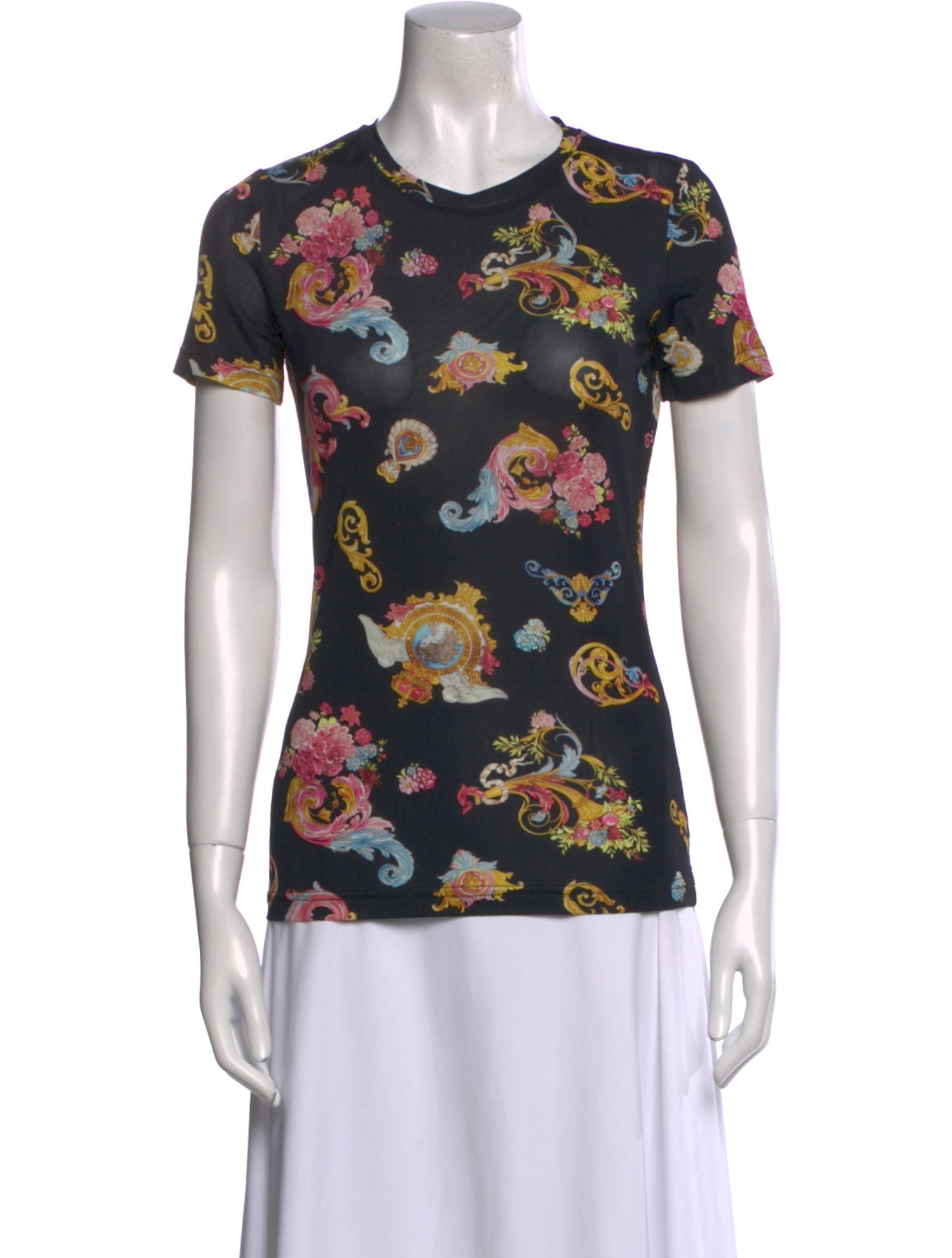 Versace Jeans Couture Floral Print Crew Neck T-Shirt