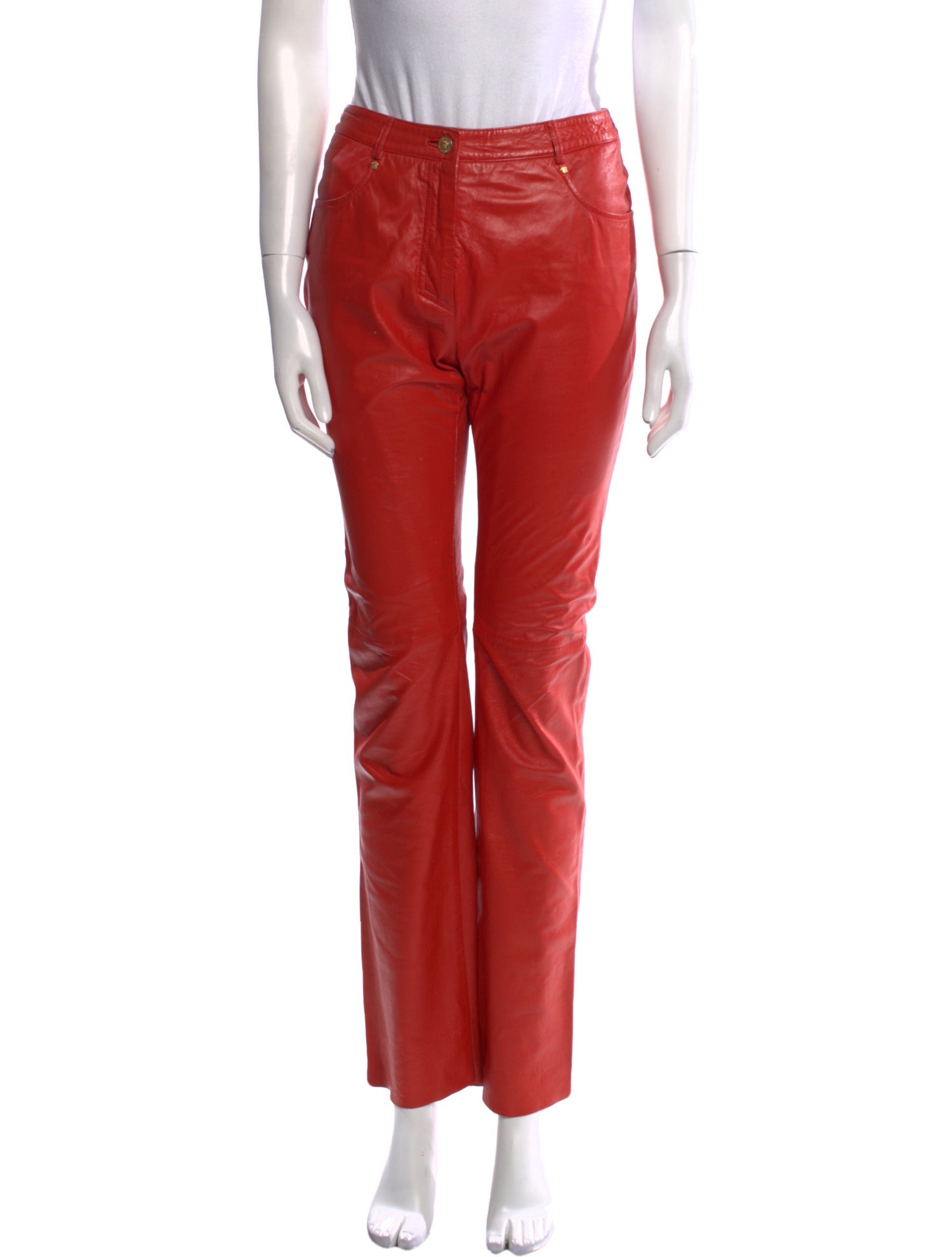 Versace Jeans Couture Leather Straight Leg Pants