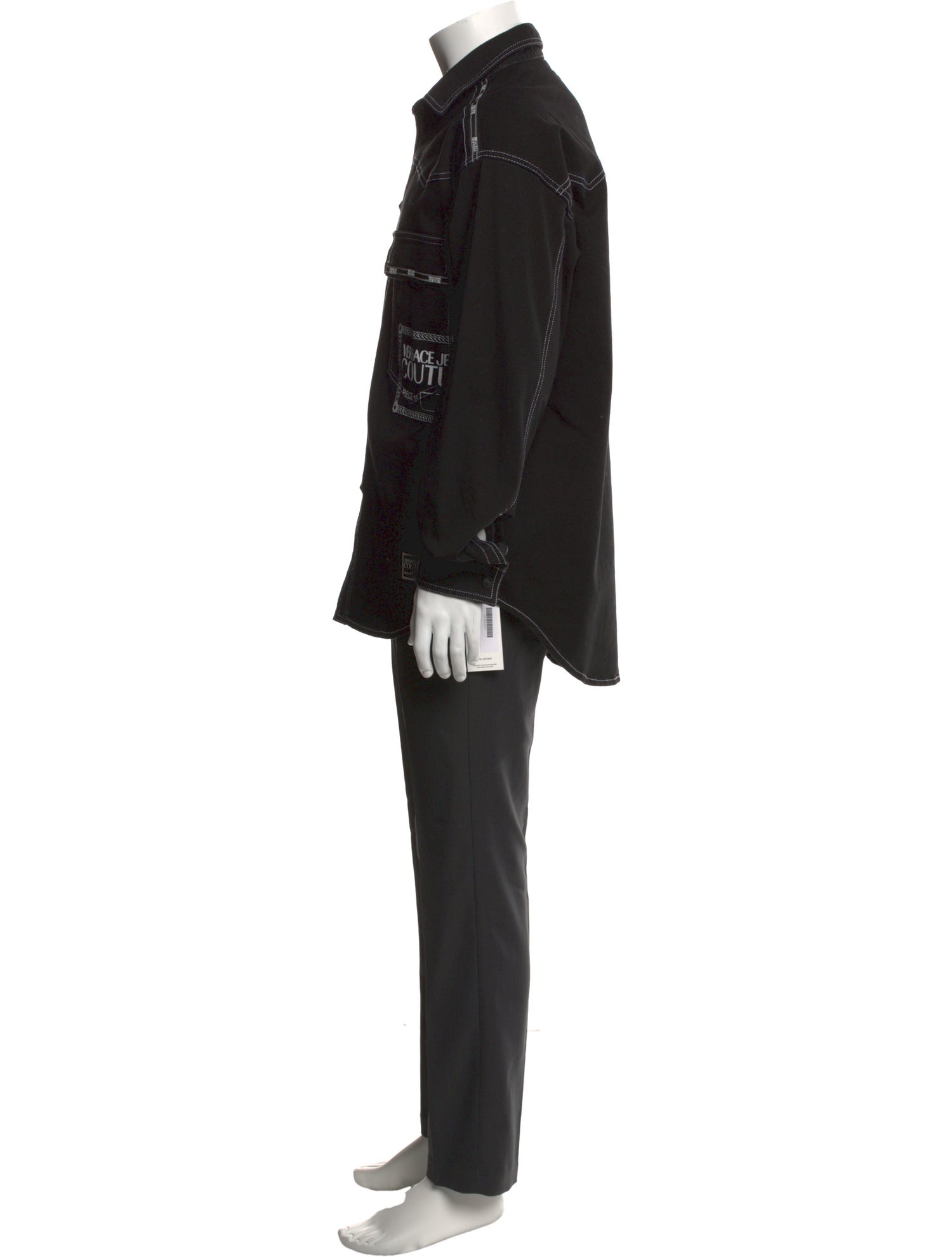 Versace Jeans Couture Graphic Print Long Sleeve Denim Shirt