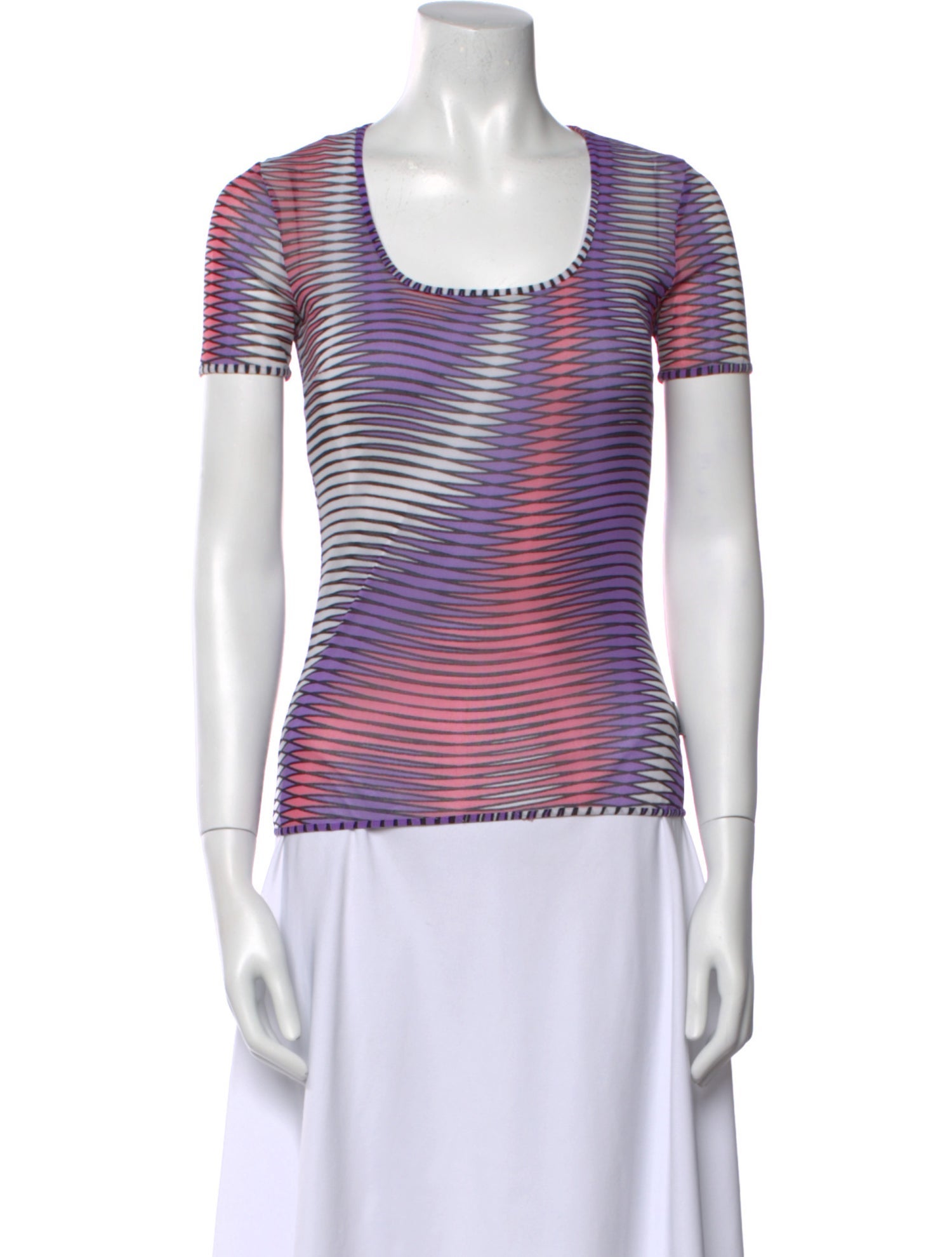 Versace Jeans Couture Striped Square Neckline T-Shirt