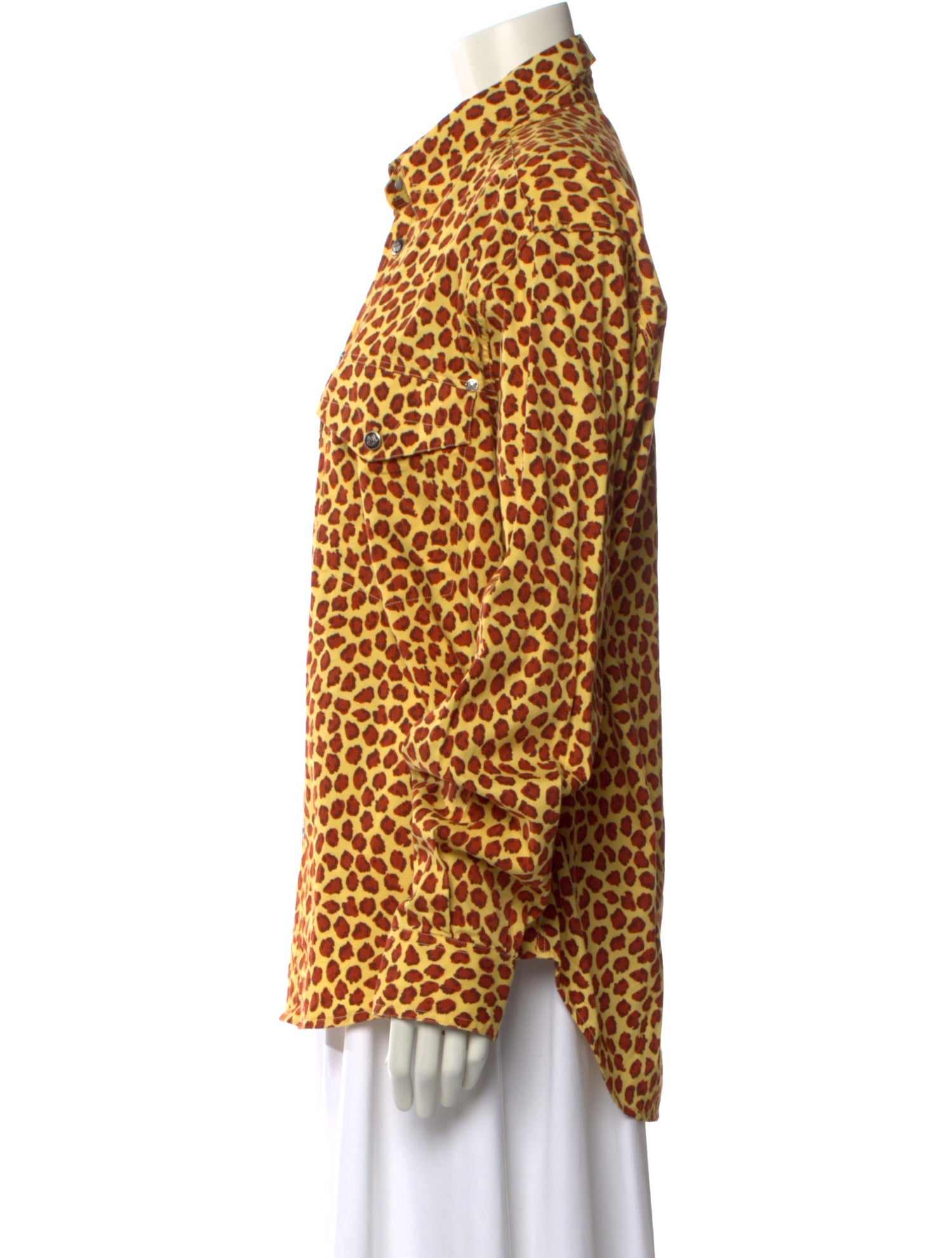 Versace Jeans Animal Print Long Sleeve Button-Up Top