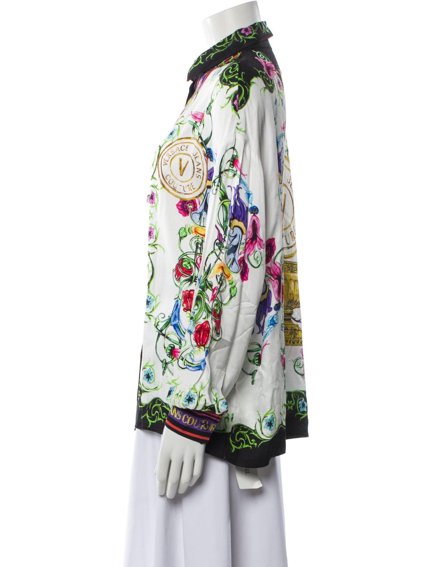 Versace Jeans Couture Floral Print Long Sleeve Blouse