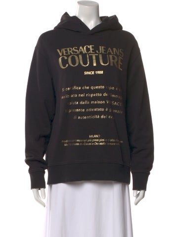 Pre-owned Versace Jeans Couture Graphic Print Crew Neck Sweater In Black
