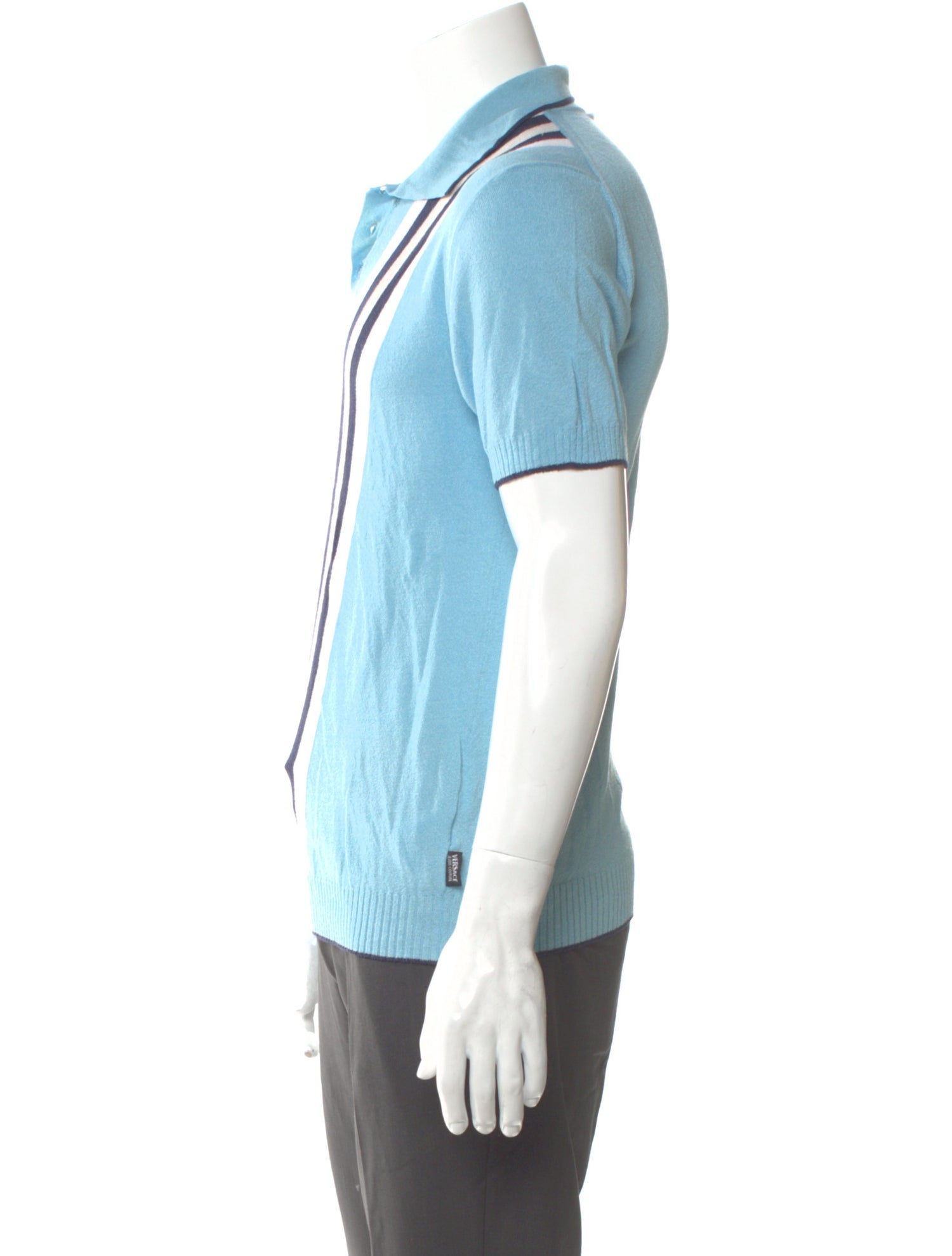 Versace Jeans Couture Striped V-Neck Polo Shirt