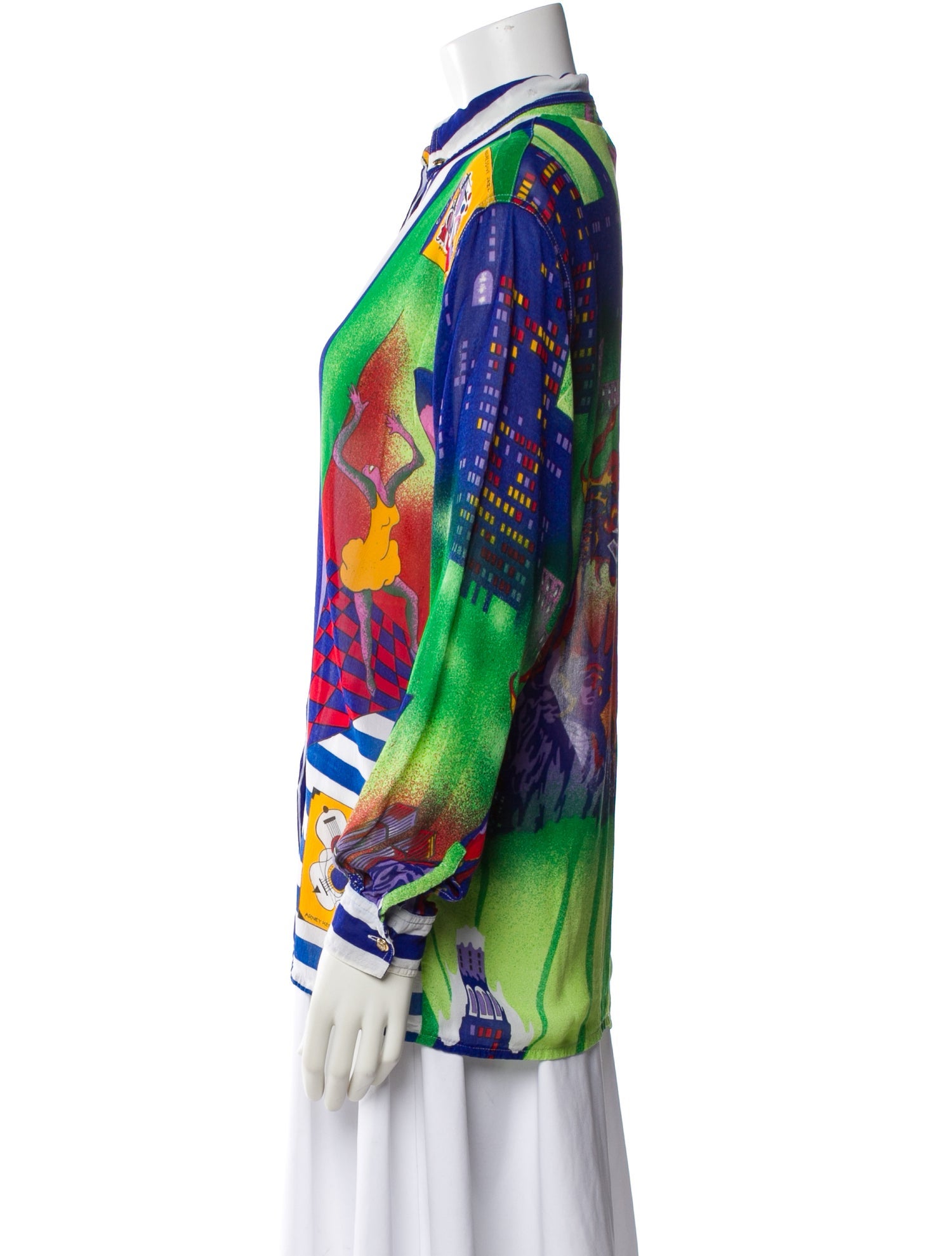 Versace Jeans Couture Graphic Print Long Sleeve Blouse