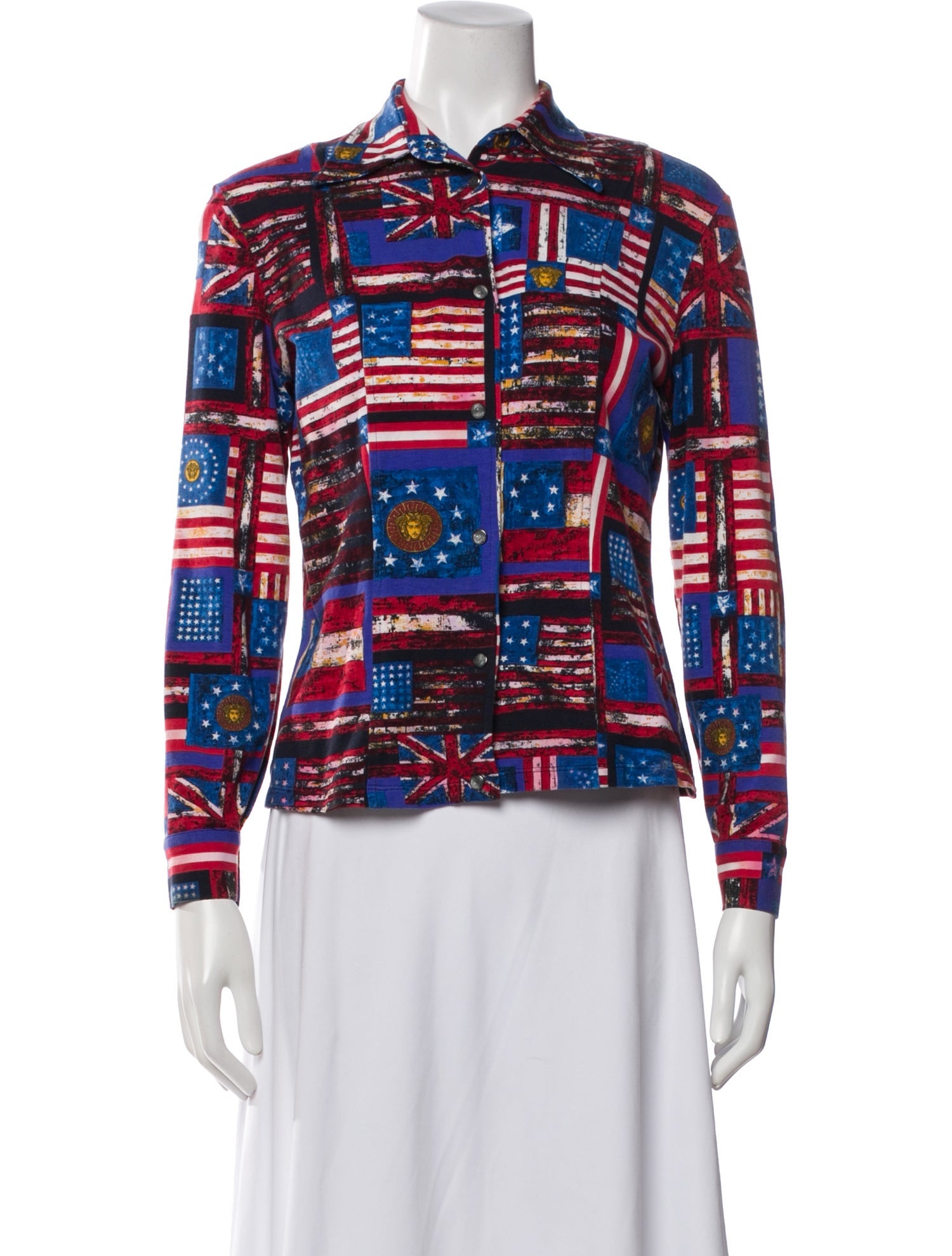Versace Jeans Couture Vintage Graphic Print Button-Up Top