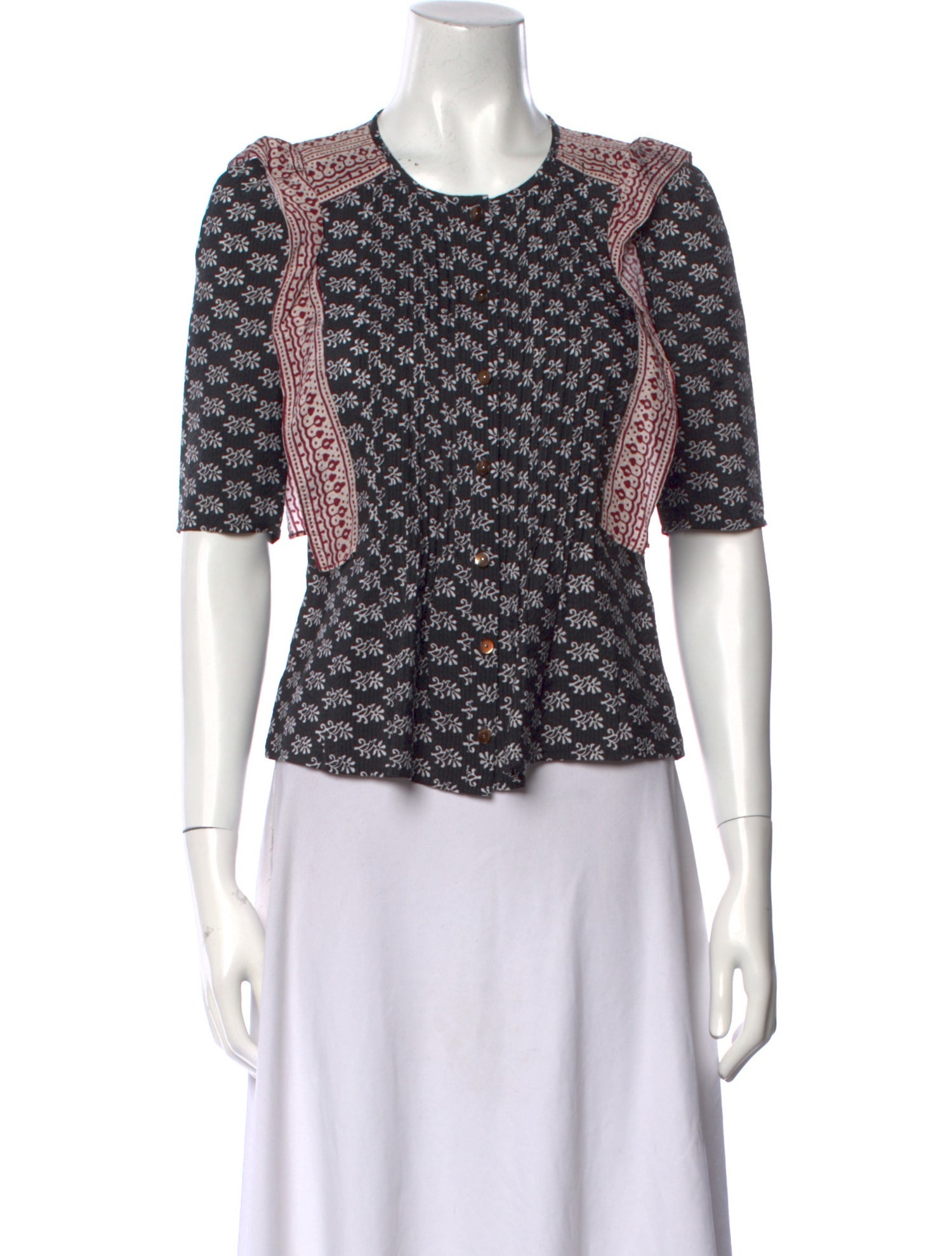 Veronica Beard x Cusp by Neiman Marcus Silk Floral Print Top