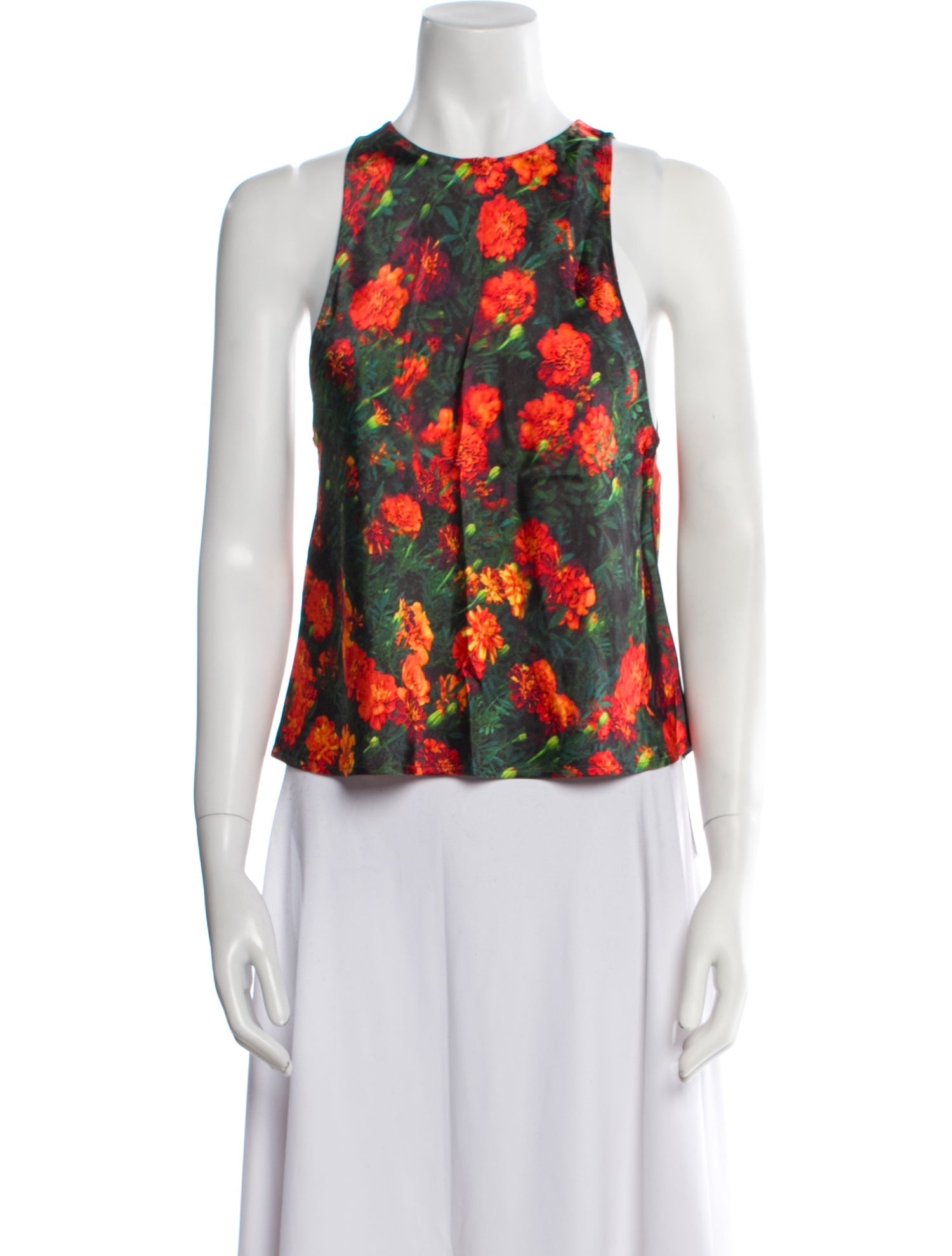Bevza Floral Print Crew Neck Blouse
