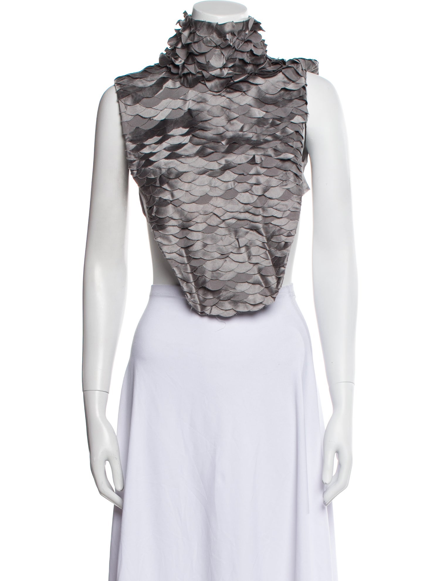 Bevza Silk Mock Neck Crop Top