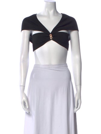 Bevza V-Neck Short Sleeve Crop Top