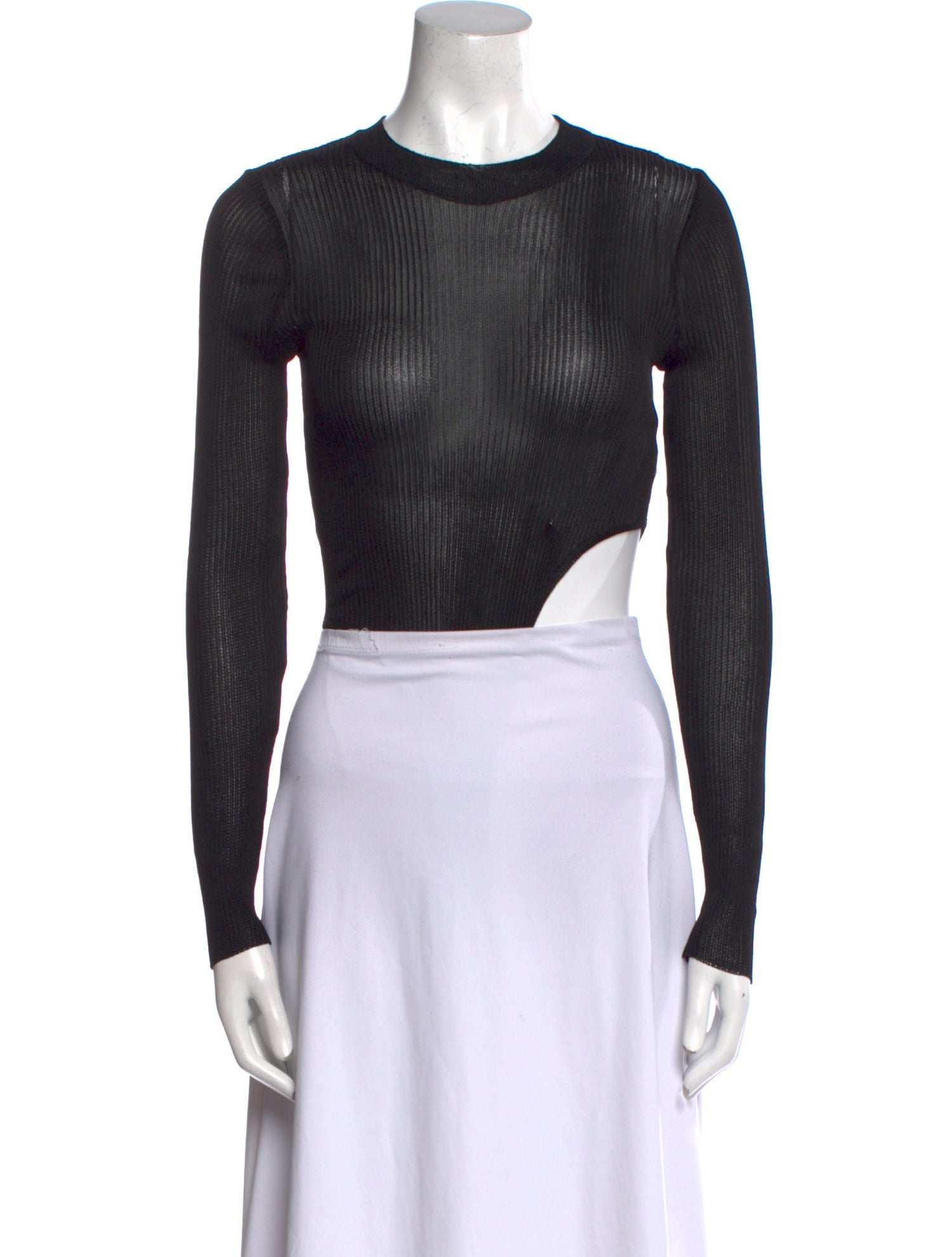 Bevza Crew Neck Long Sleeve Crop Top