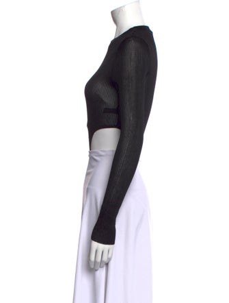 Bevza Crew Neck Long Sleeve Crop Top