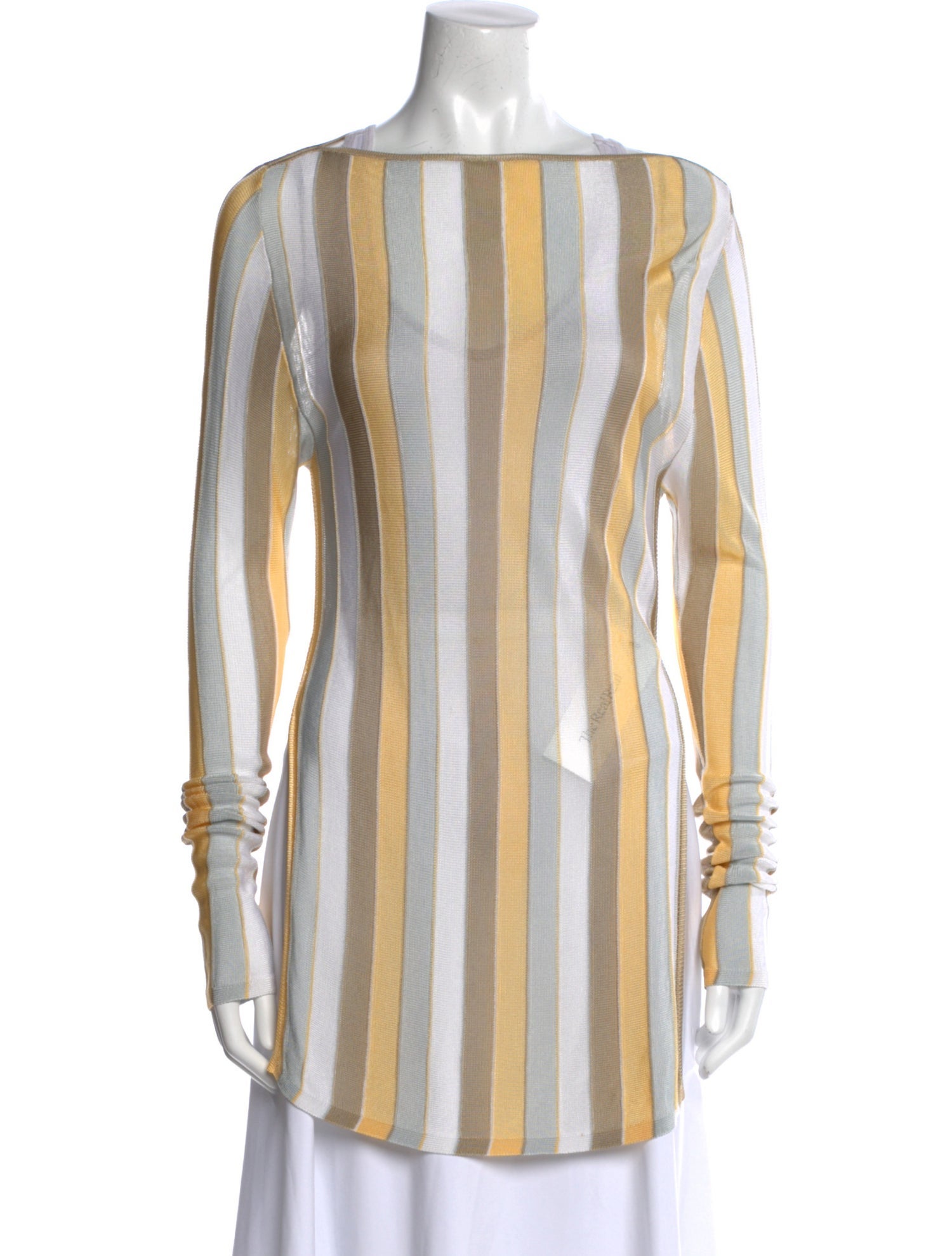 Bevza Striped Bateau Neckline Tunic