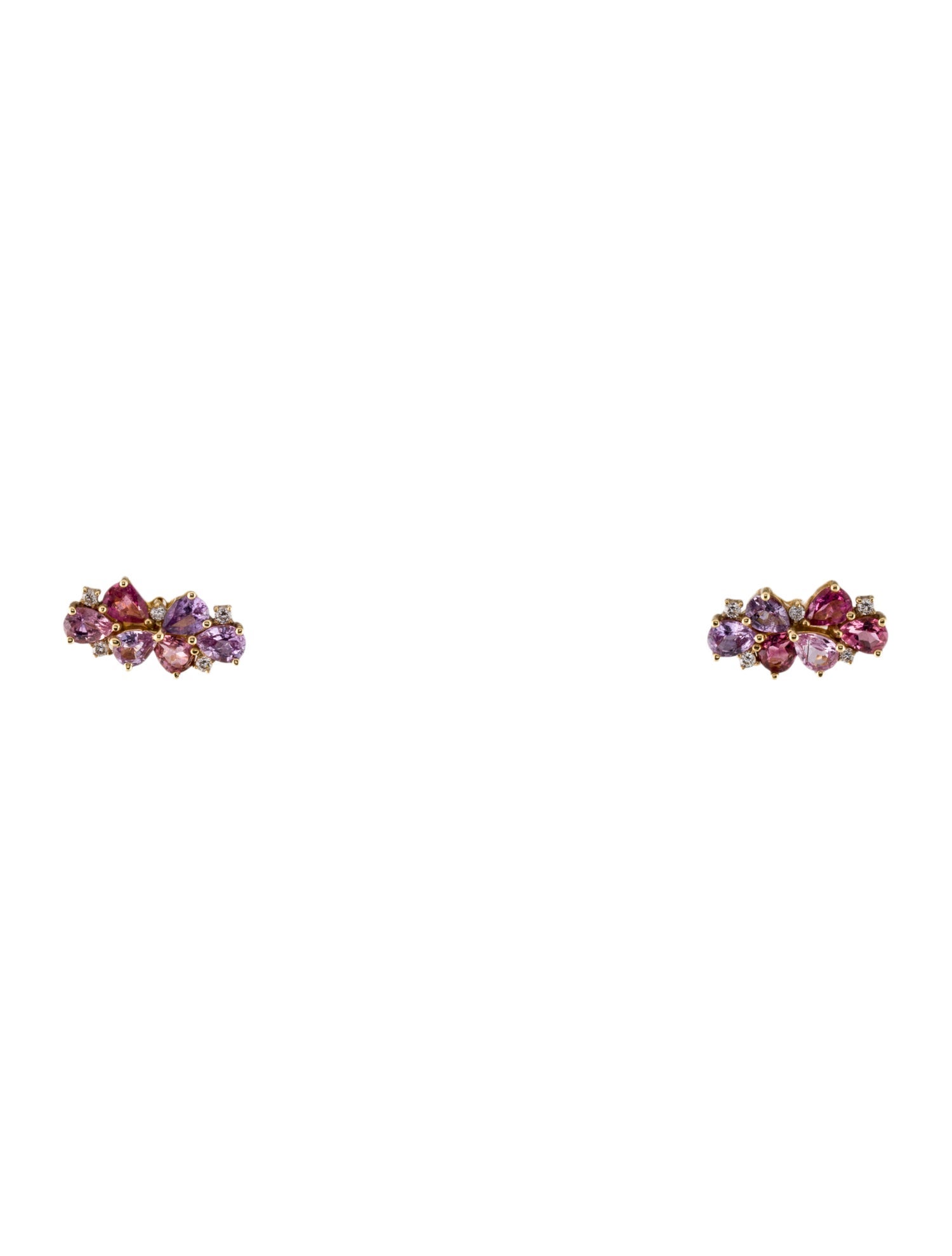 Veniroe 18K 1.02ctw Sapphire, Tourmaline & Diamond Stud Earrings
