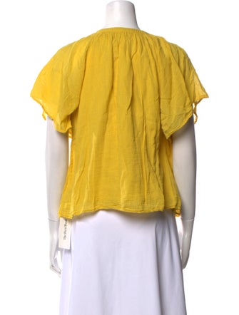 Velvet V-Neck Short Sleeve Blouse