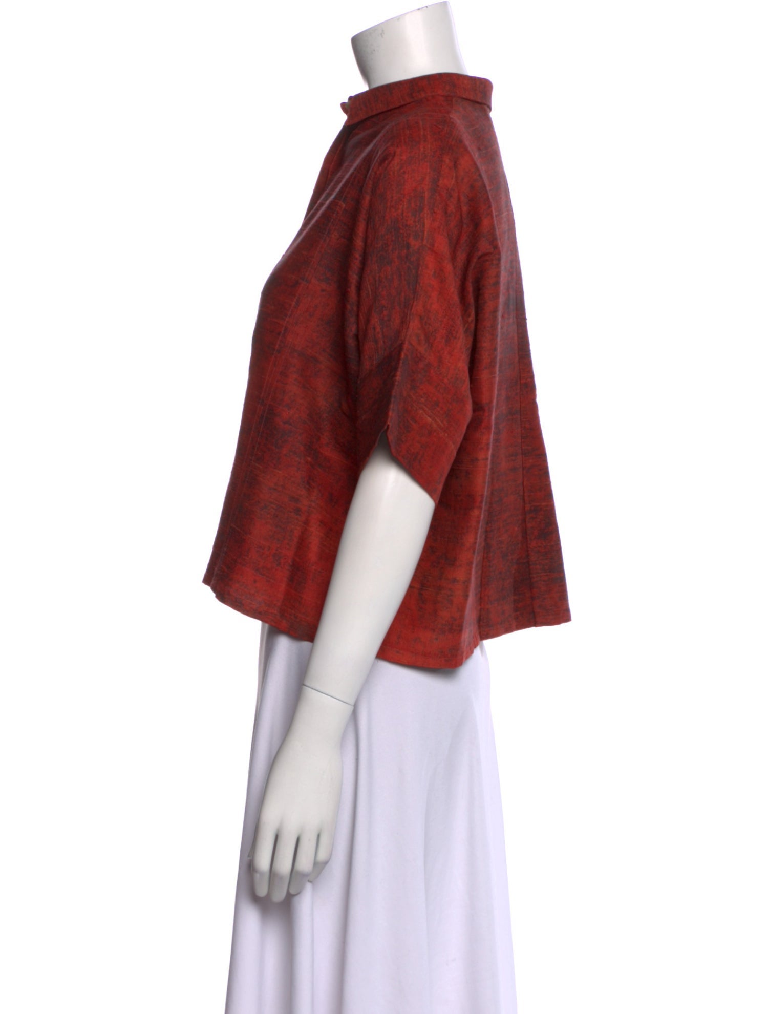 Verandah Plaid Print Mock Neck Crop Top