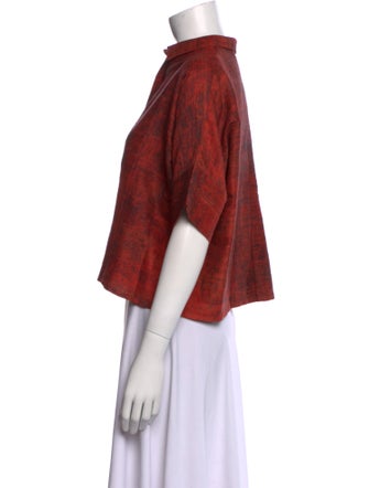 Verandah Plaid Print Mock Neck Crop Top