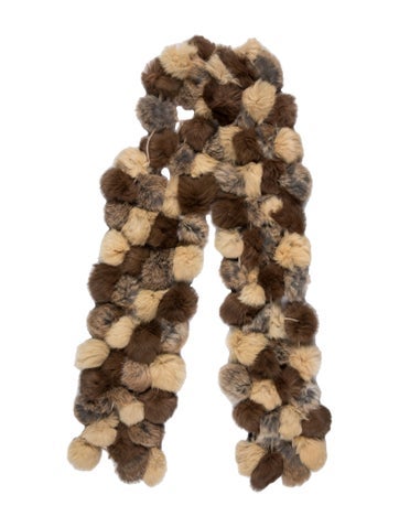 Pre-owned Valerie Stevens Fur Patterned Scarf In Neutrals
