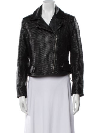 VÉLEZ Leather Tweed Pattern Biker Jacket