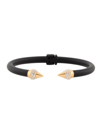 Vita Fede Crystal Two-Tone Matted Hinged Cuff Bracelet